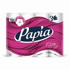 Бумага туалетная бытовая, спайка 12 шт., 3-слойная (12х16,8 м), PAPIA, белая