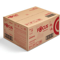 Полотенца бумажные 200 шт. FOCUS (Система H2) Premium, 2-слойные, белые, КОМПЛЕКТ 12 пачек, 24х20, Z-сложение, 5069956/5041537