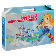 Набор школьных принадлежностей в подарочной коробке ПЧЕЛКА, для девочек, 16 предметов, НП-1-Д